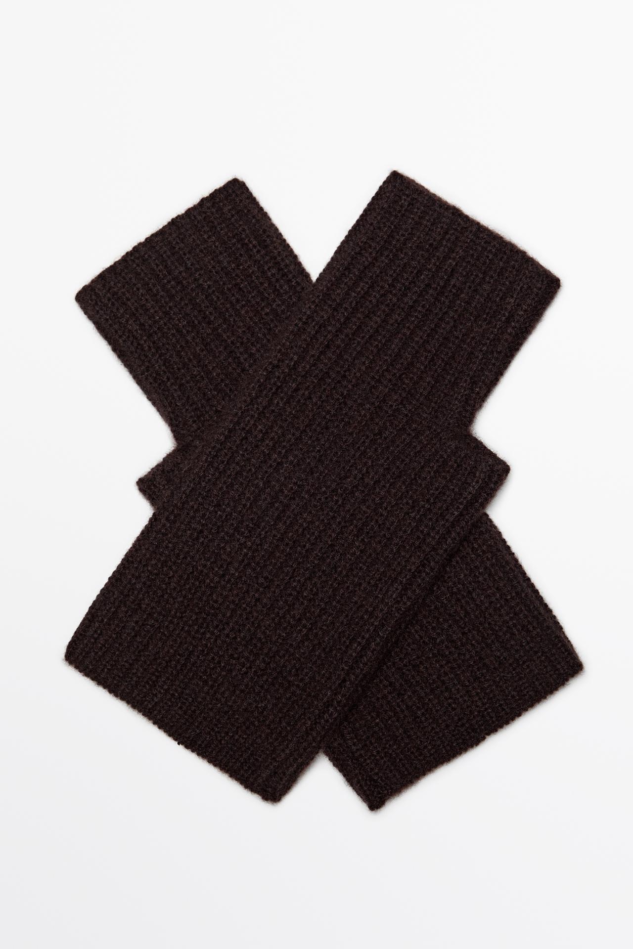 100% Cashmere Knit Mittens — Brown