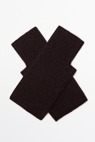 100% Cashmere Knit Mittens — Brown 2