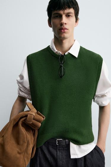 GILET EN MAILLE MÉLANGE VISCOSE - Vert de Zara - Image 4