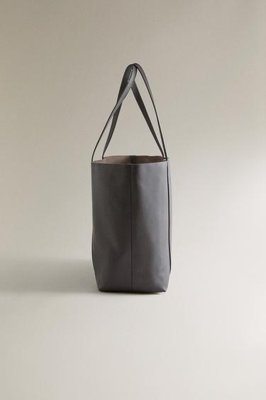 SAC CABAS CUIR - Marron chocolat de Zara - Image 2