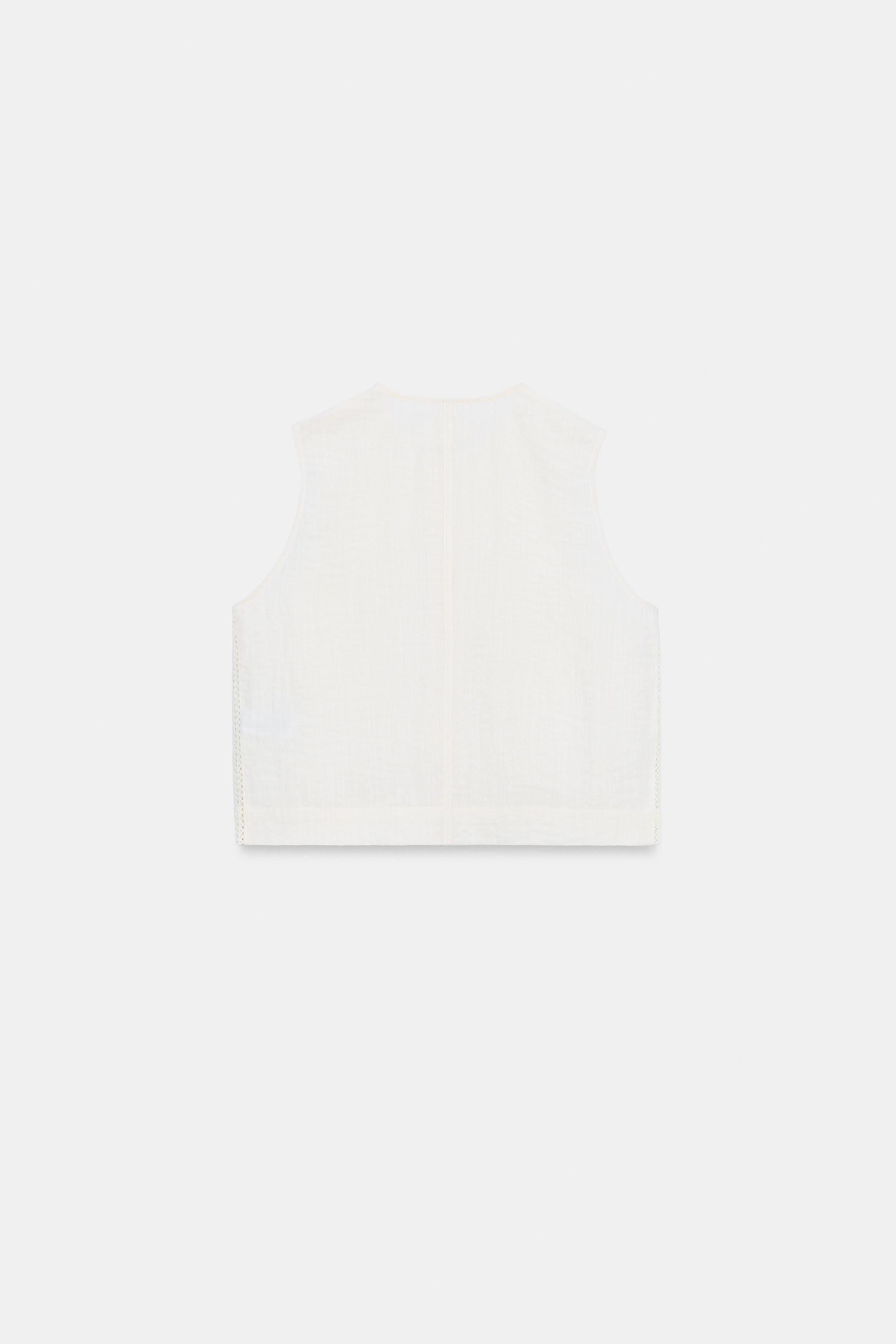 Женские топы Zara LACE INSERT TOP — фото 7