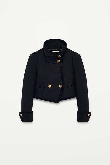 Zara CROPPED BUTTON-UP JACKET - THE ITEM ZARA WOMAN - Black