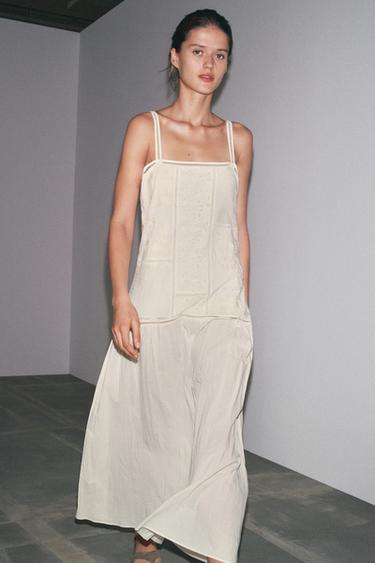 ROBE BRODÉE PATCHWORK ZW COLLECTION - Écru de Zara