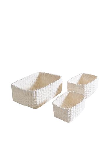 WOVEN PAPER BASKET - White by Zara