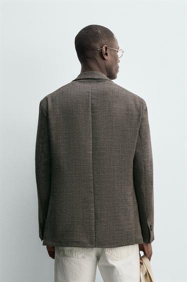 VESTE REGULAR FIT PIED-DE-POULE - Marron de Zara - Image 2