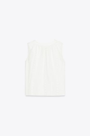 CHEMISE BRODÉE PERFORÉE À VOLANTS - Blanc de Zara - Image 2