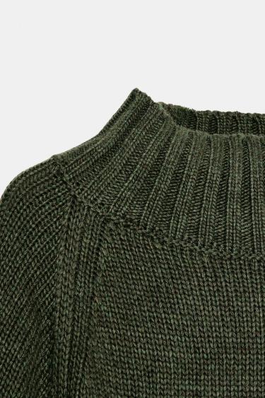 KNIT PONCHO SWEATER - Mid-green by Zara