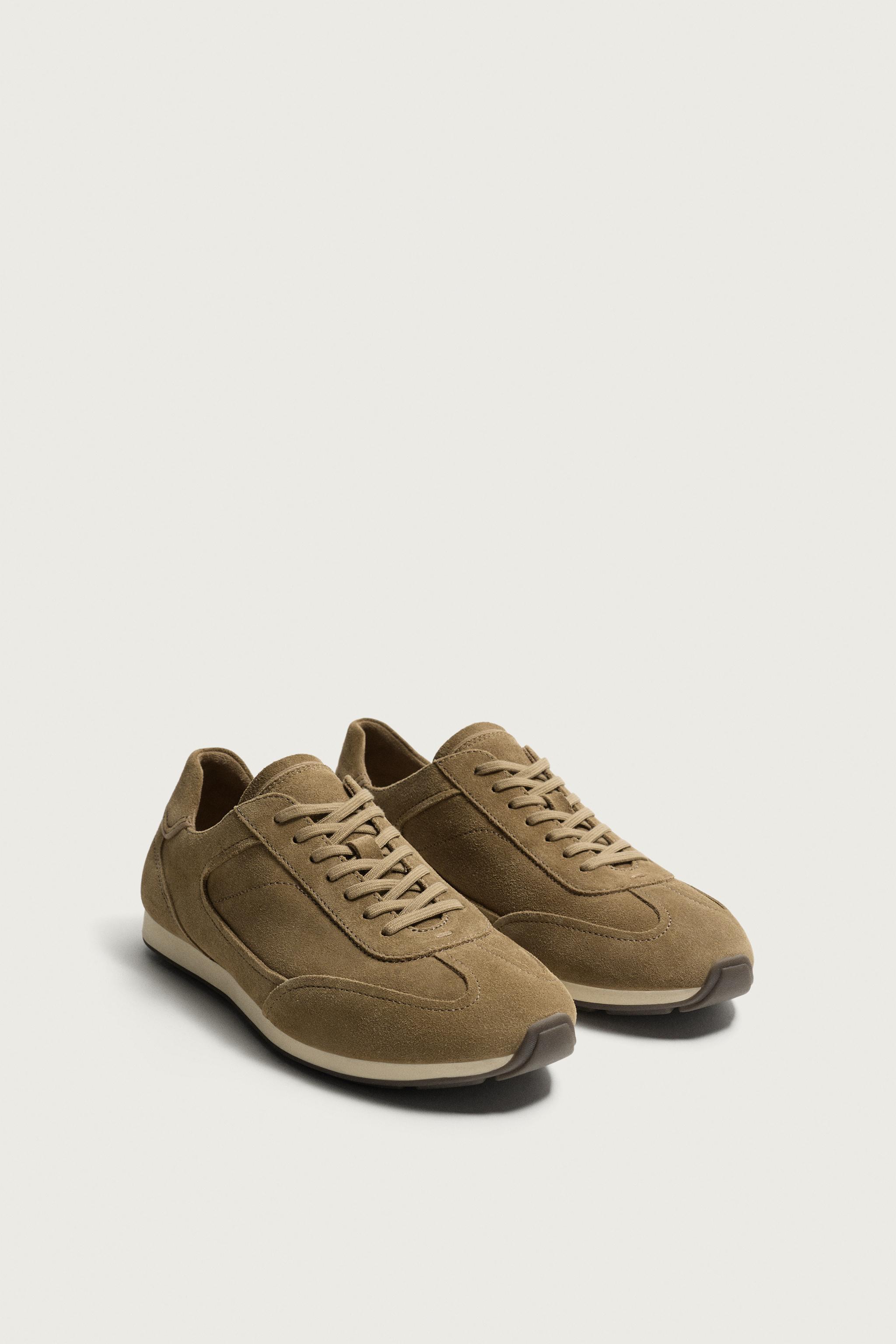 CASUAL LEATHER SNEAKERS — Sandy Brown
