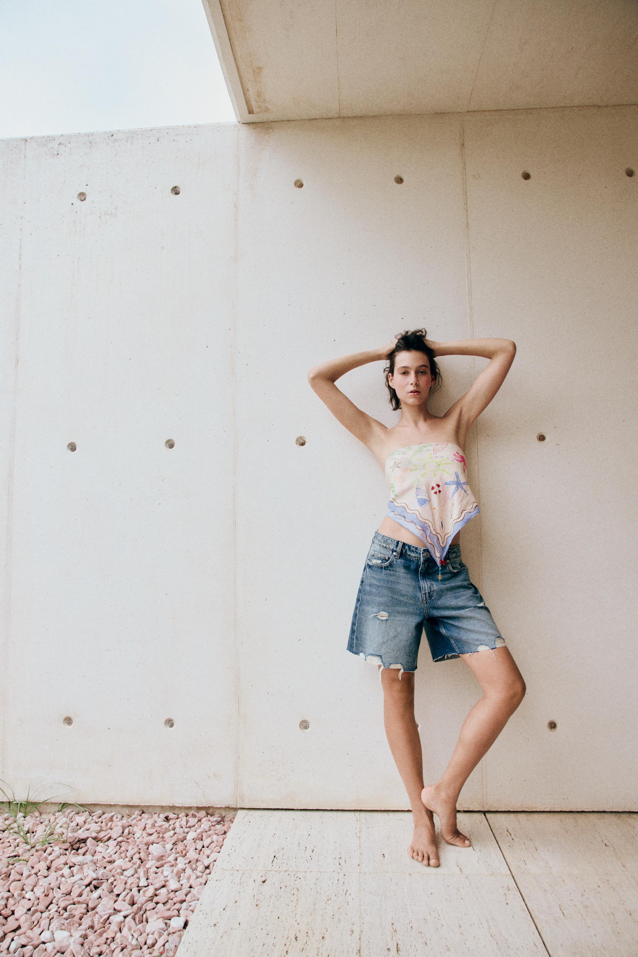 Z1975 RIPPED DENIM SHORTS — Mid-blue