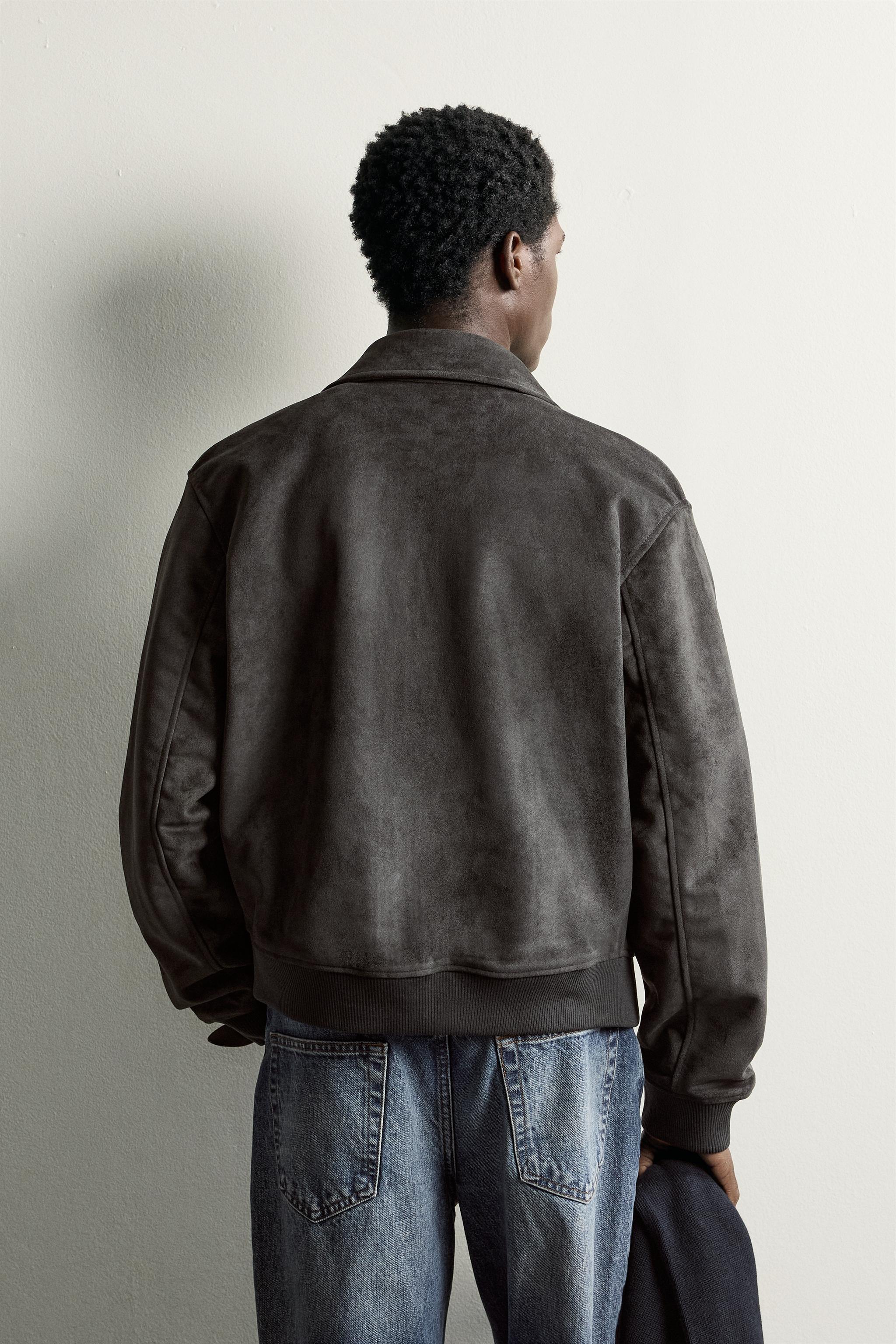 Zara Suni Süet Bomber Ceket görsel 3