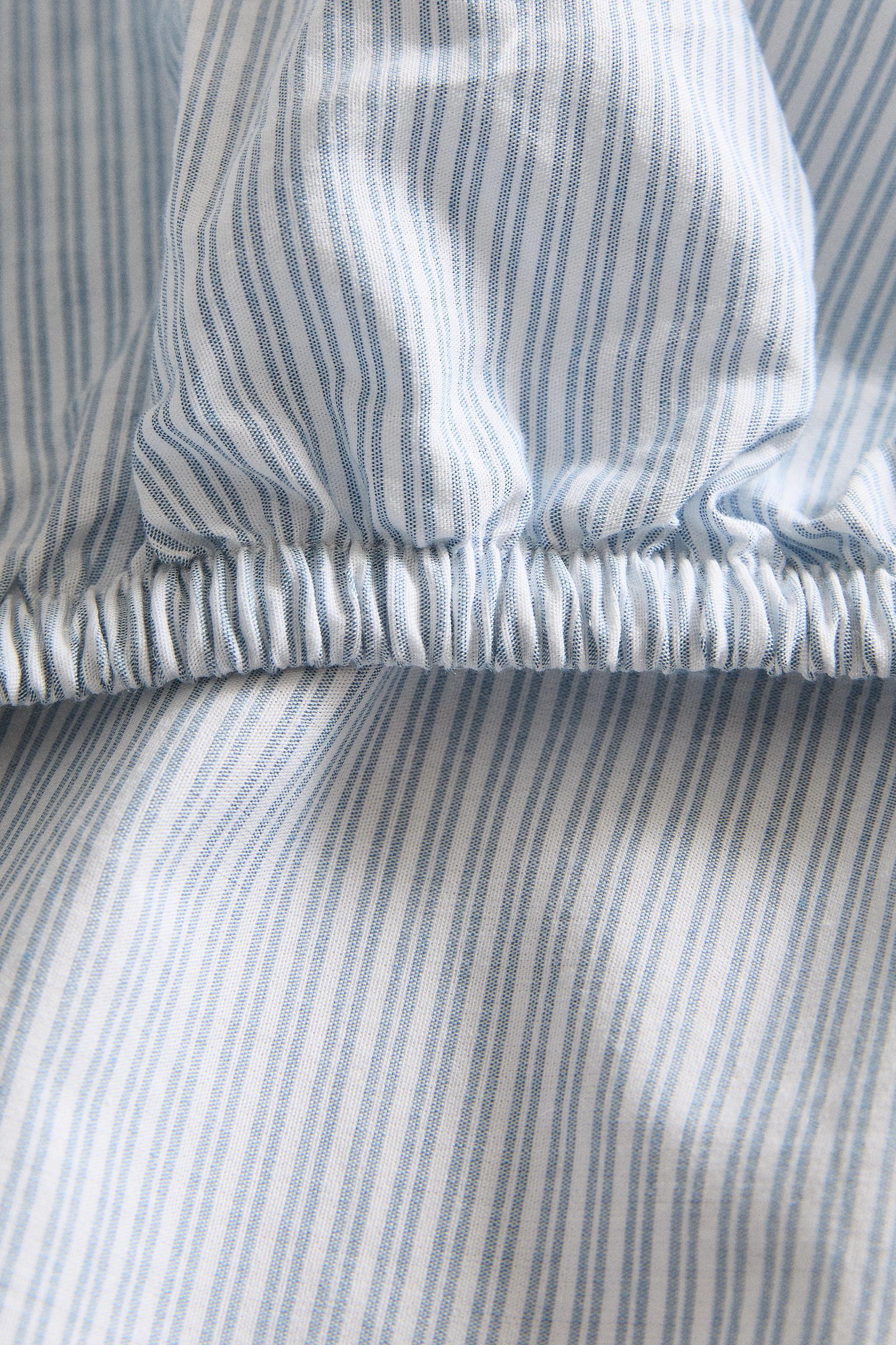 KIDS' STRIPED COTTON FITTED SHEET