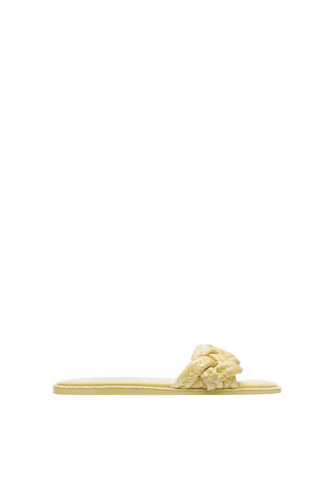 WOVEN RAFFIA FLAT SANDALS