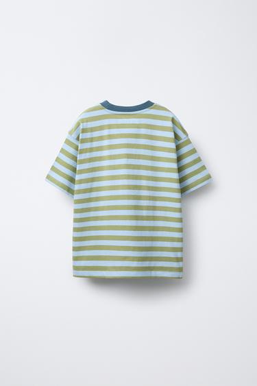 STRIPED T-SHIRT - Green by Zara - Image 1