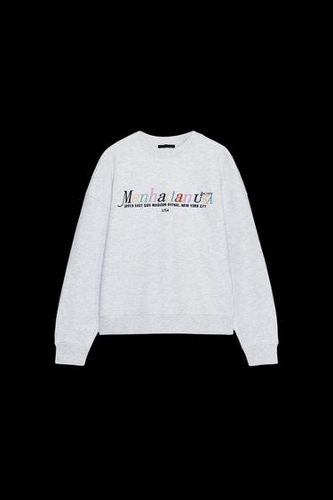 Zara VARSITY SWEATSHIRT - Gray marl