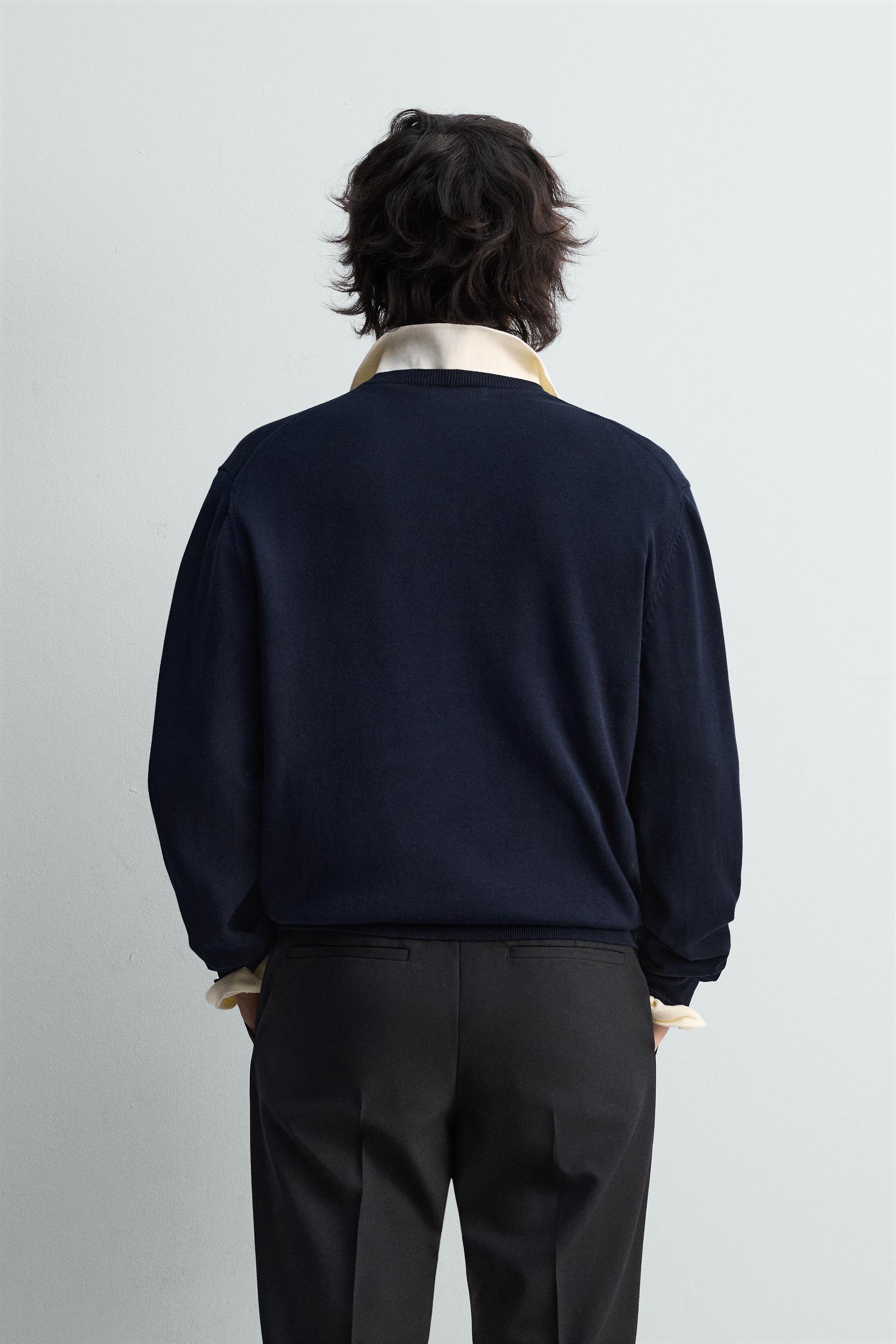 紺色セーター Vネックリラックスフィットセーター - ネイビーブルー | ZARA Japan / 日本