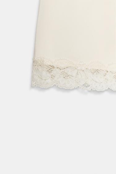 SATIN MINI SHORTS WITH LACE TRIM - Cava by Zara - Image 6
