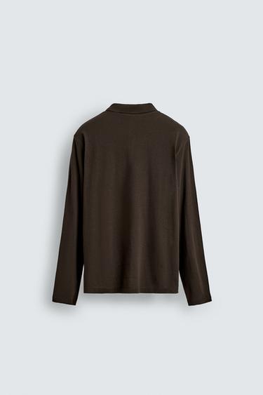 POLO REGULAR FIT EN COTON STRUCTURÉ - Marron de Zara - Image 8
