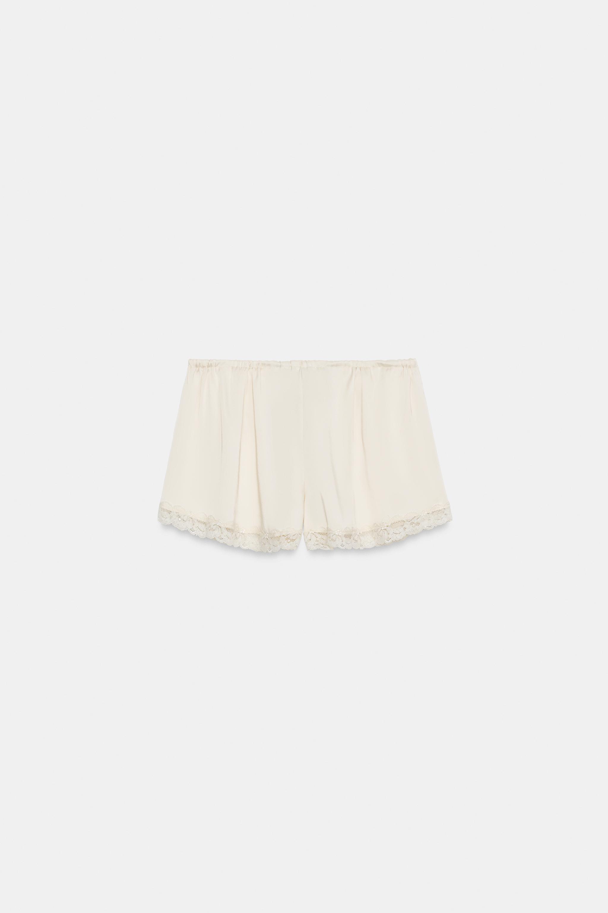 SHORT MINI SATINÉ DENTELLE