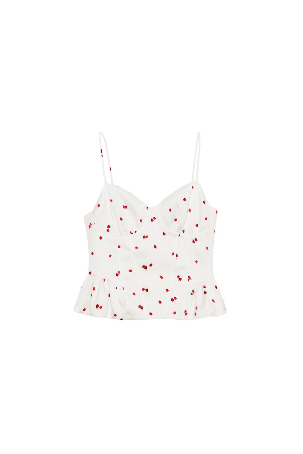 RUFFLED STRAWBERRY SATIN EFFECT TOP - image 3