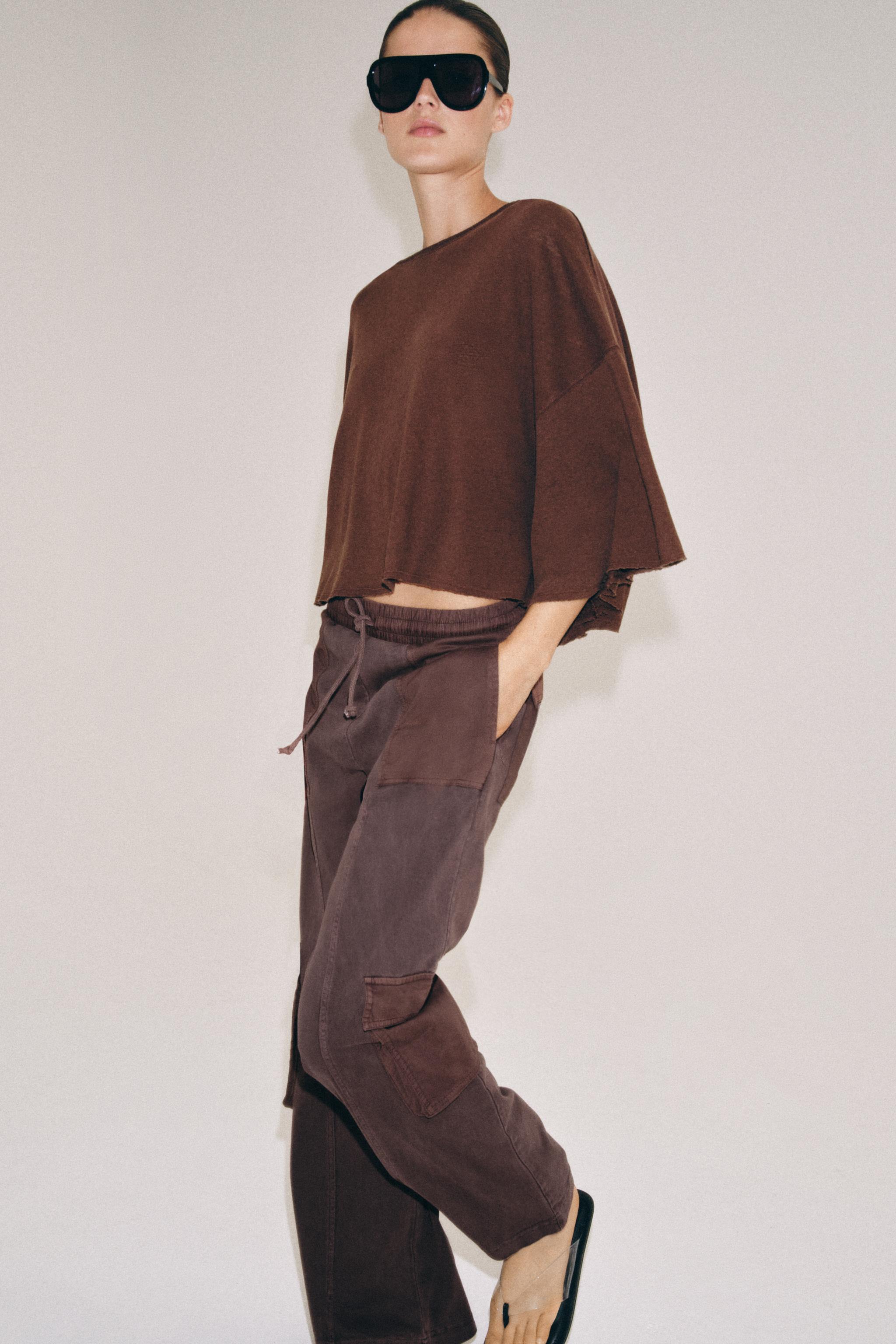 COTTON AND LINEN CAPE T-SHIRT