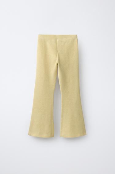 KNITTED FLARE TROUSERS - Light yellow by Zara - Image 1