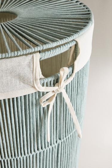 FABRIC-LINED LAUNDRY BASKET - Blue / Green by Zara - Image 2