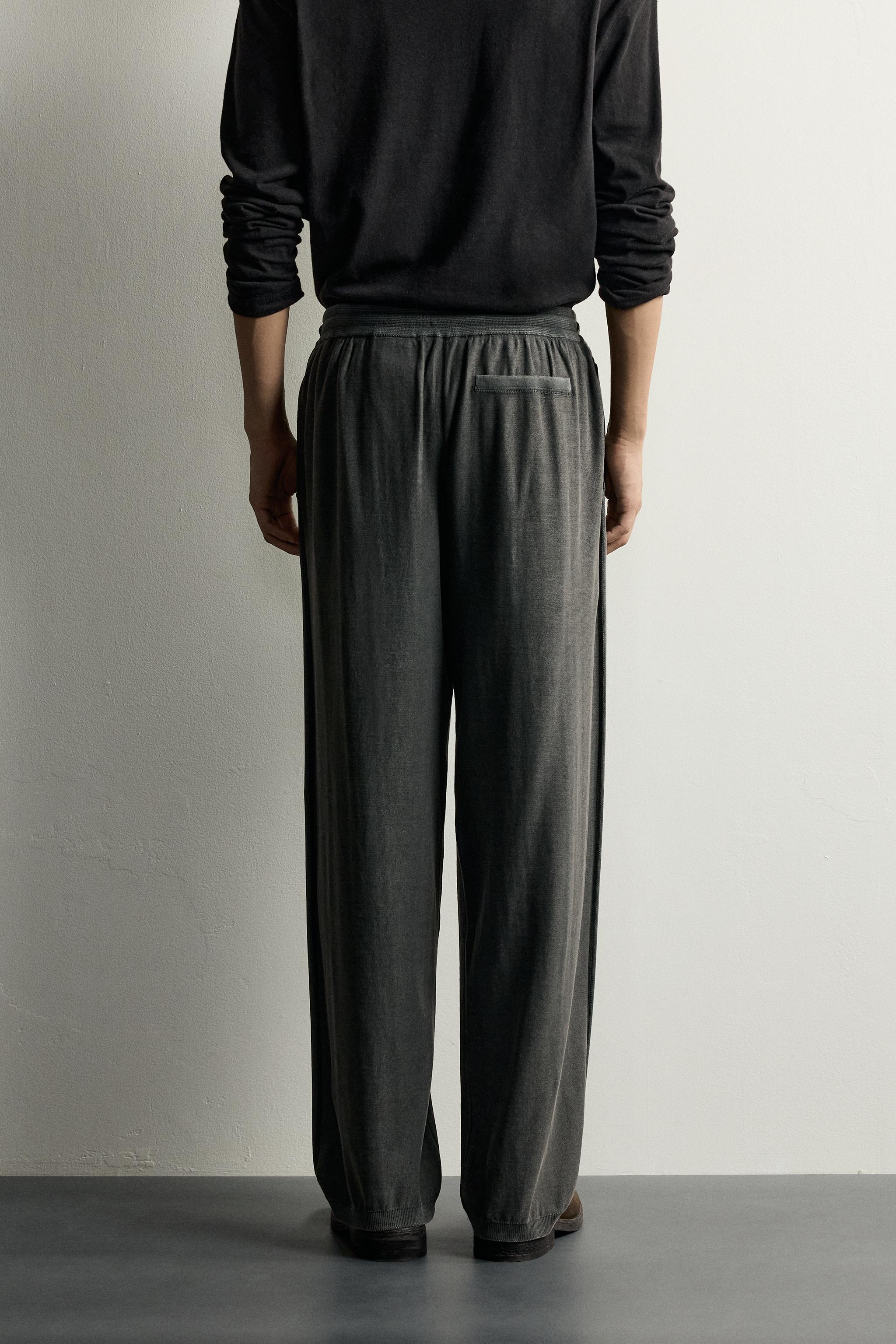 Мужские брюки Zara COTTON KNIT RELAXED FIT PANTS — фото 3