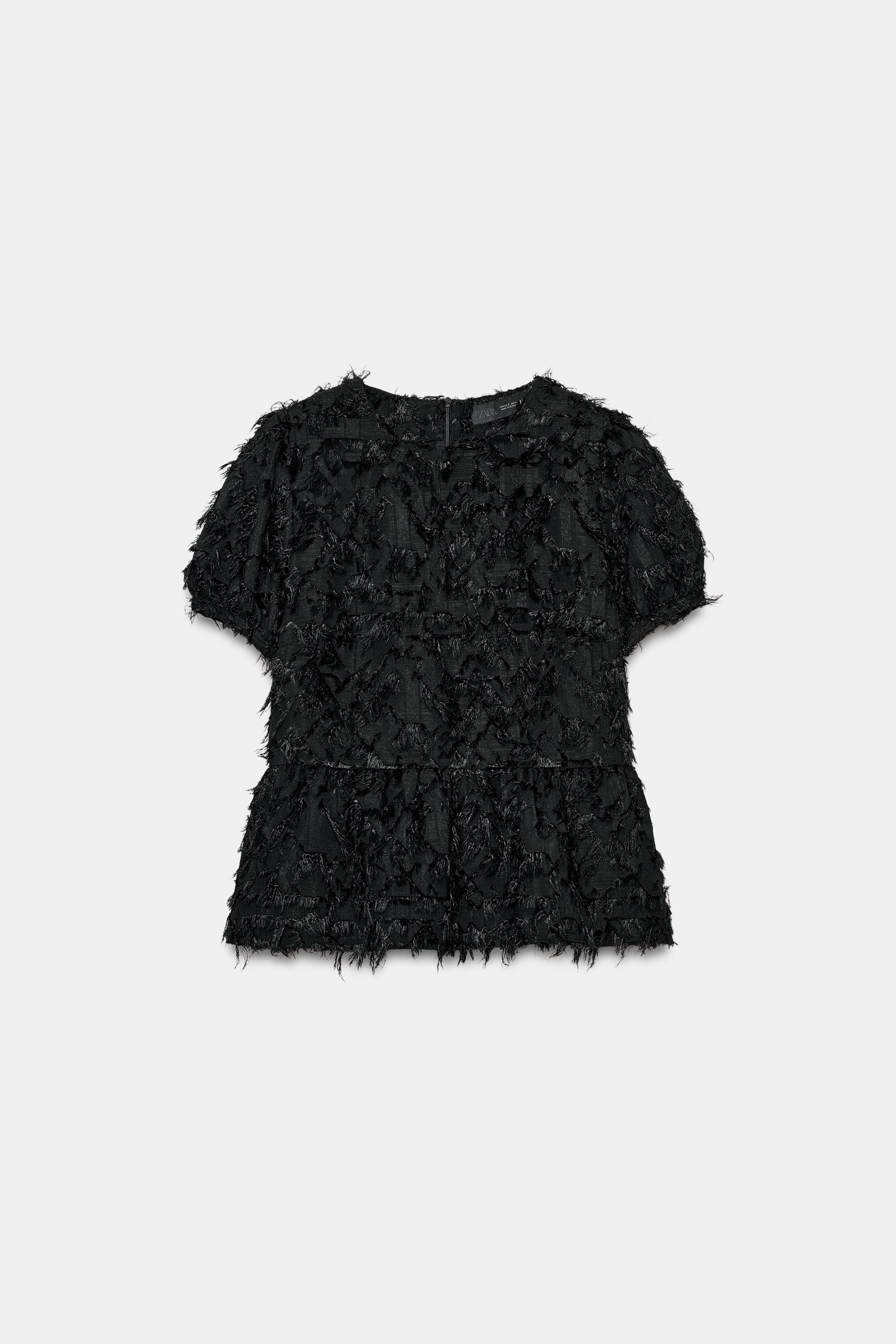 フリルペプラムトップス - ブラック | ZARA Japan / 日本