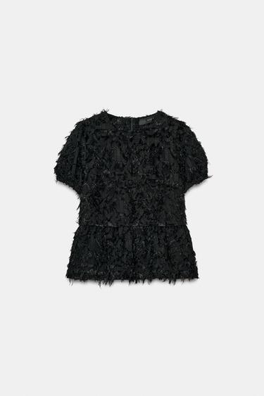 RUFFLED PEPLUM TOP - Black by Zara - Image 0