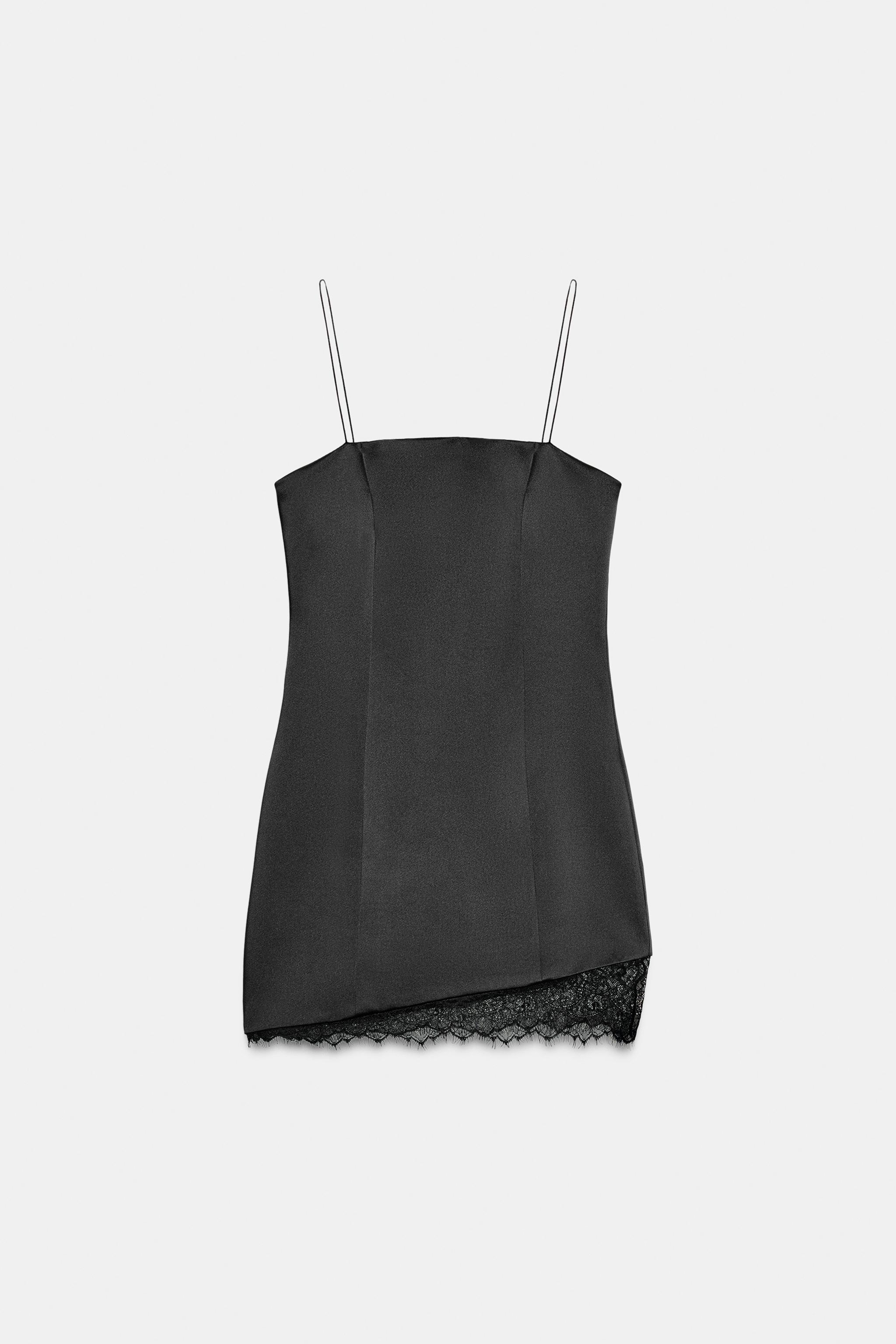 SATIN EFFECT SHORT LACE DRESS