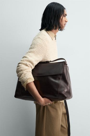 XL LEATHER CROSSBODY BAG - LIMITED EDITION - Brown by Zara - Image 0