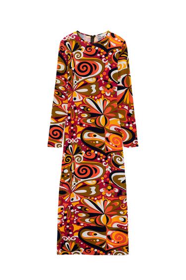 PRINTED MIDI DRESS
