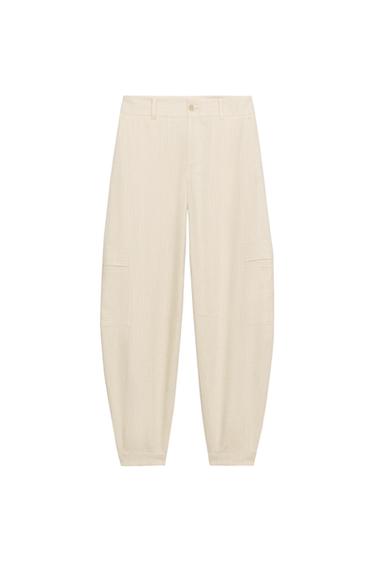 BARREL CARGO TROUSERS - Light beige by Zara