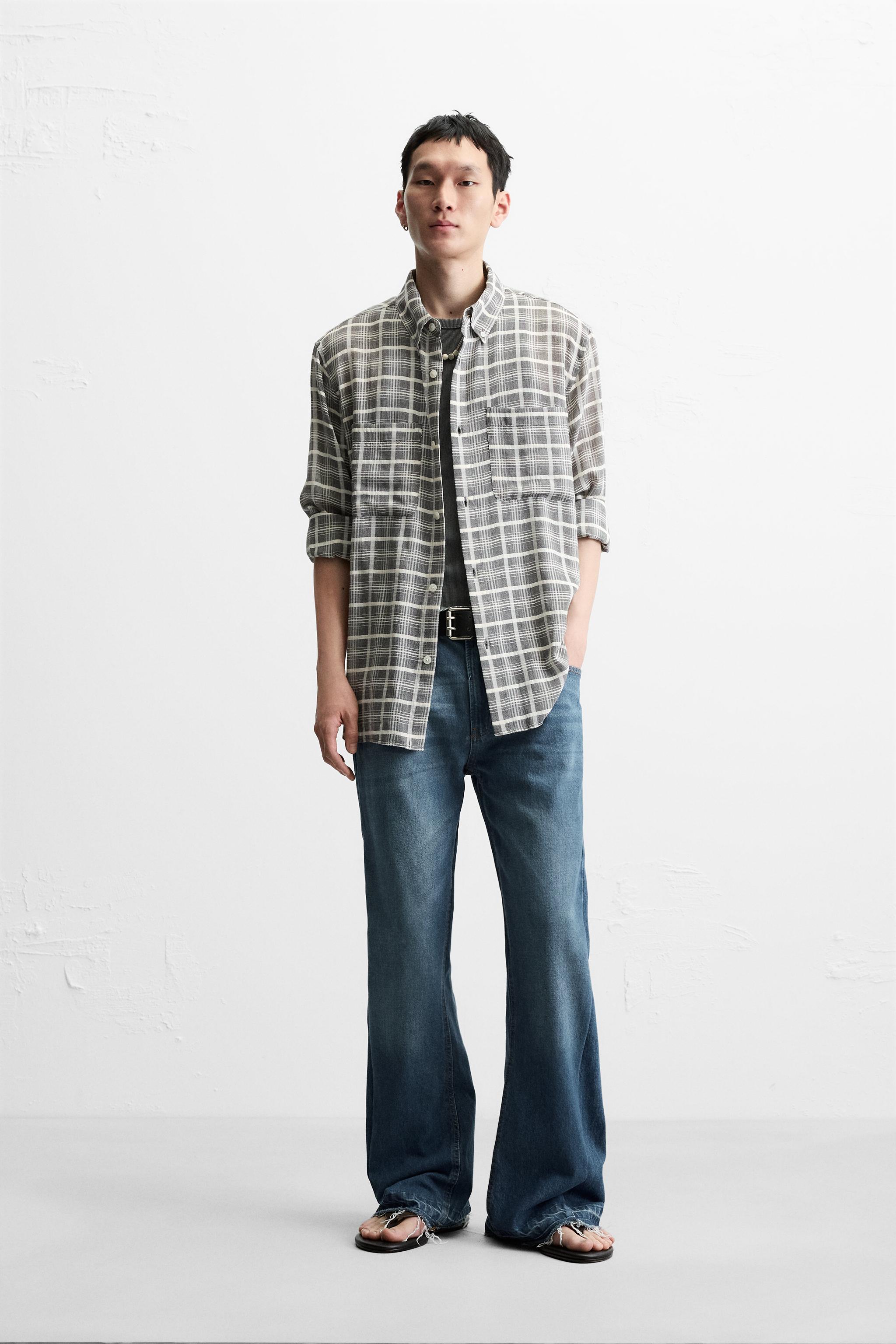 フルイドチェック柄シャツ - グレー | ZARA Japan / 日本