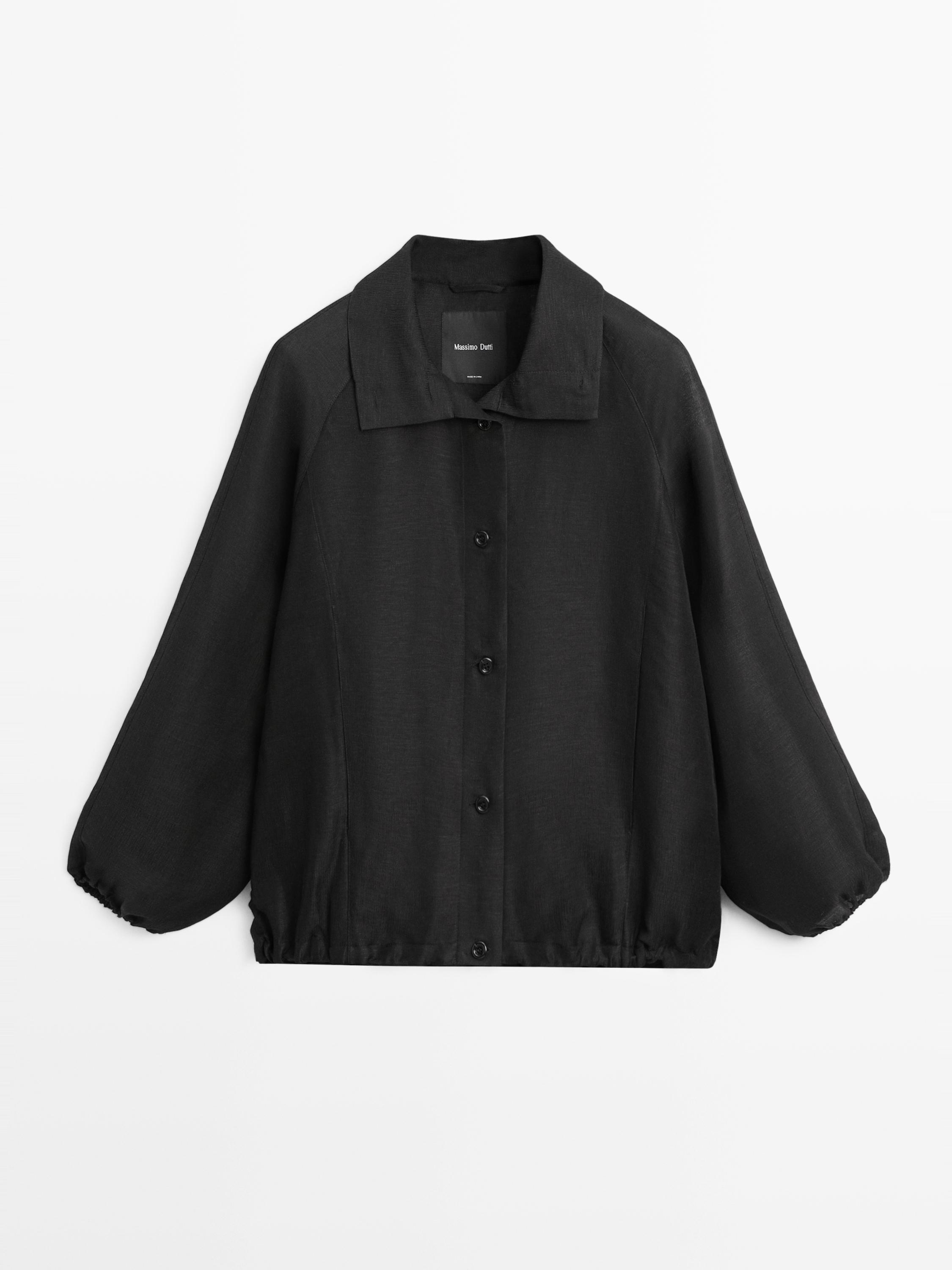 Linen and silk bomber jacket