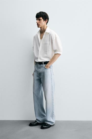 FLARED FIT JEANS - Light blue by Zara - Image 3