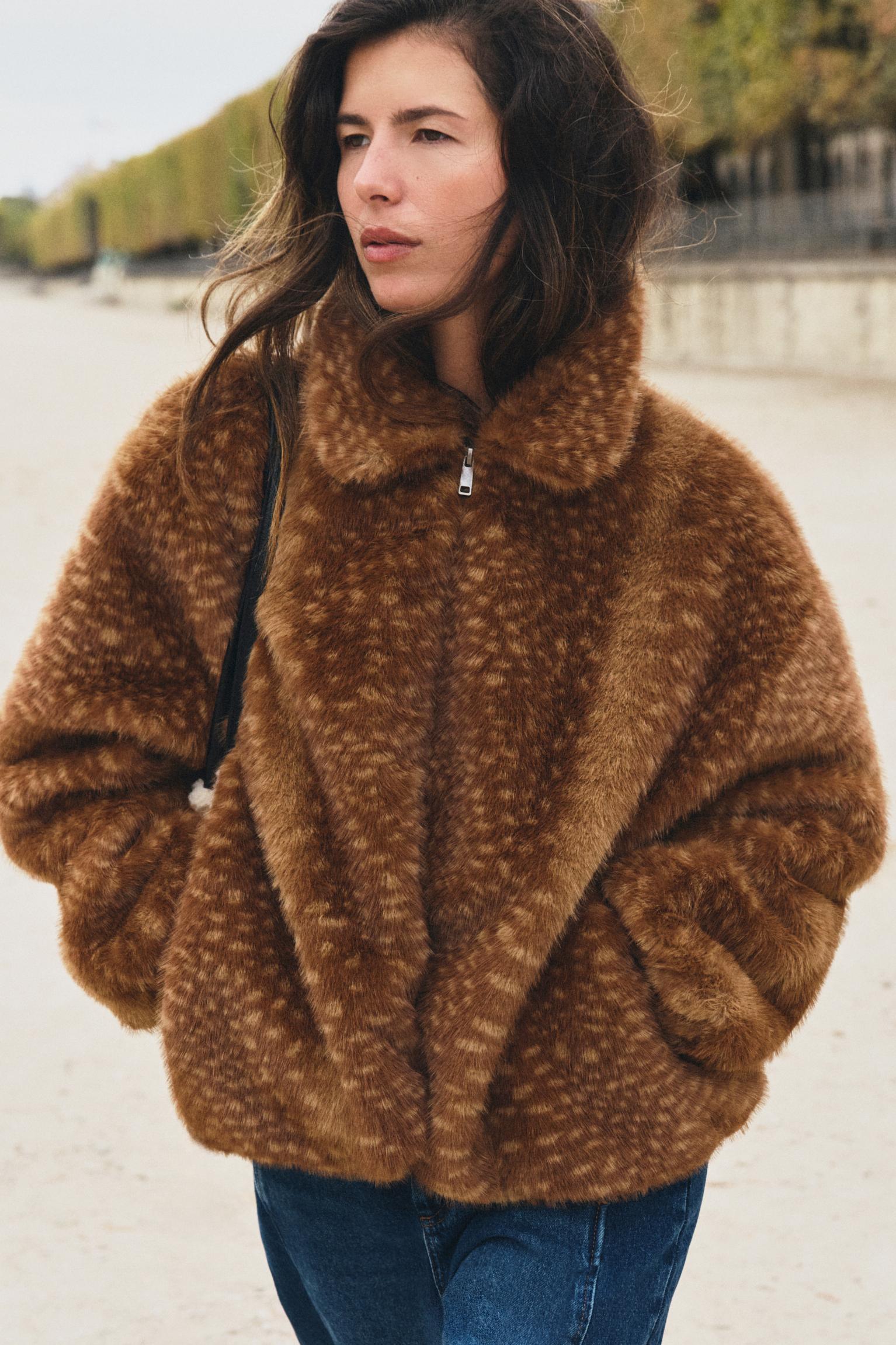 Oversized Faux Fur Bomber Jacket by Zara