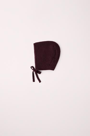100% WOOL INTERLOCK KNIT BEANIE CREATED BY CARAMEL LONDON X ZARA - Dark burgundy by Zara