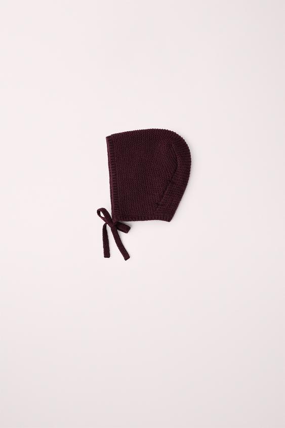 Zara LINKS KNIT 100% WOOL BEANIE CREATED BY CARAMEL LONDON X ZARA - Dark burgundy - Image 0