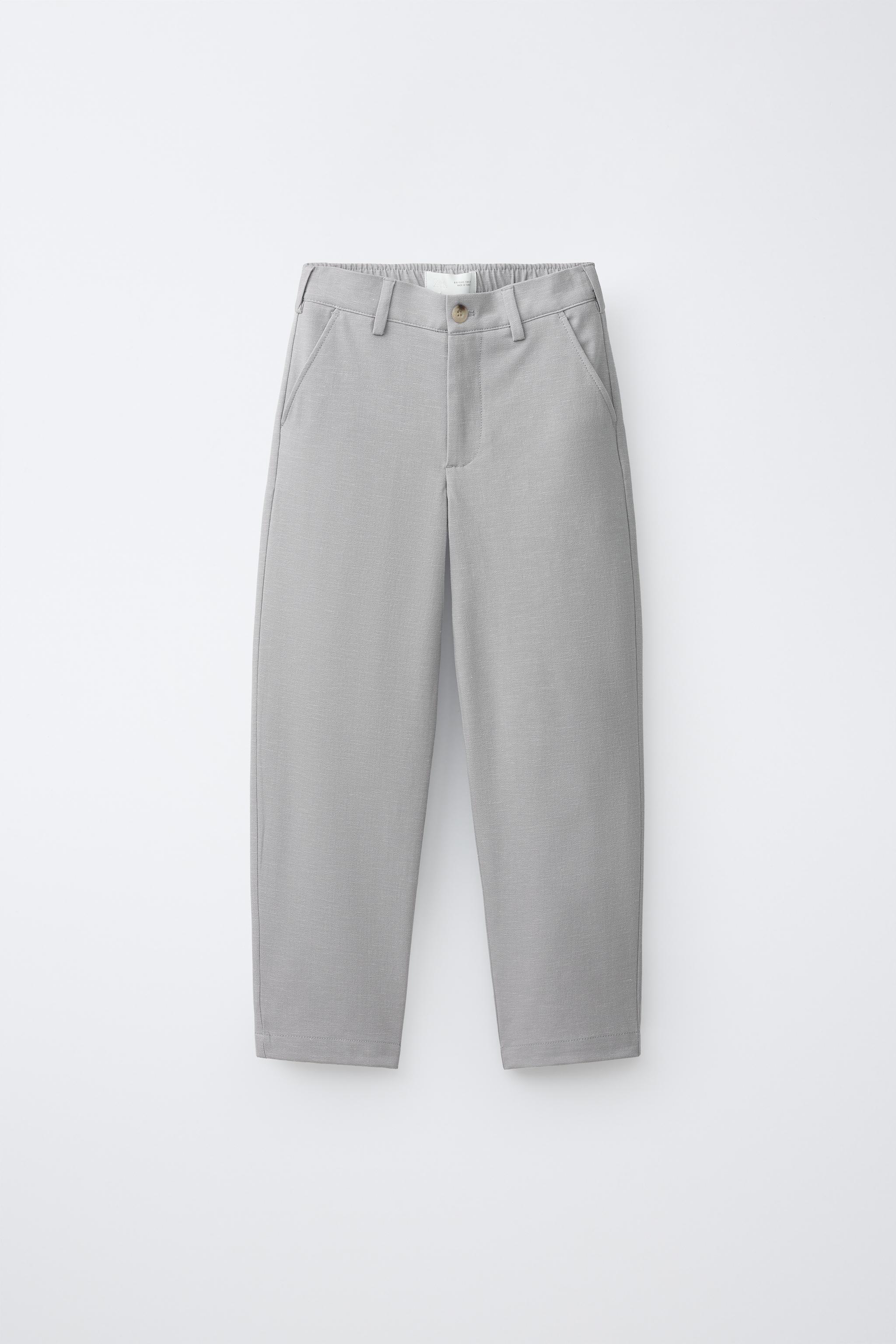 RELAXED FIT COMFORT PANTS — Pearl gray