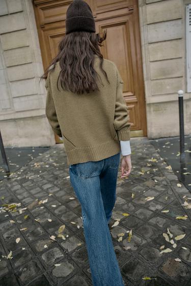 PULL DROIT EN MAILLE - Vert moyen de Zara - Image 2