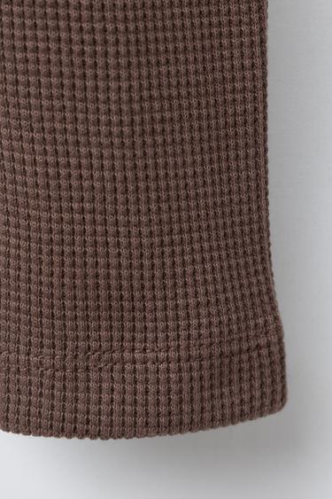 WAFFLE-KNIT LACE LEGGINGS - Chocolate by Zara