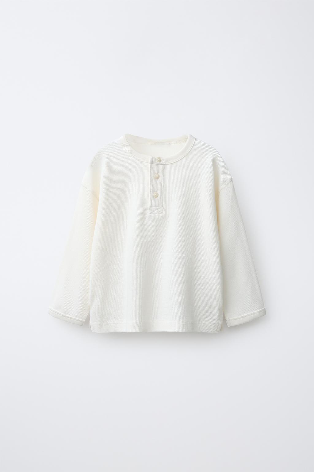 PLAIN WAFFLE-KNIT T-SHIRT