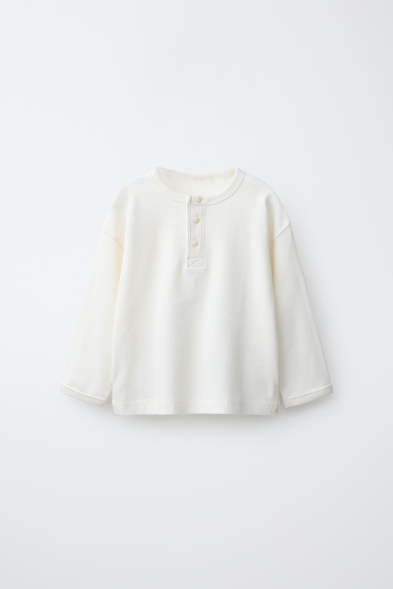 SOLID WAFFLE T-SHIRT — Ecru