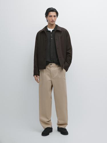 Zara Cotton blend darted trousers - Sand
