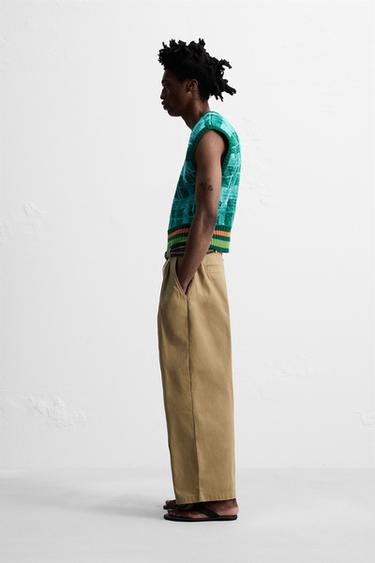 PLEATED WIDE-LEG TROUSERS - camel by Zara - Image 3