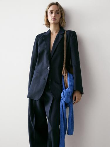Zara 100% linen suit blazer - Navy blue