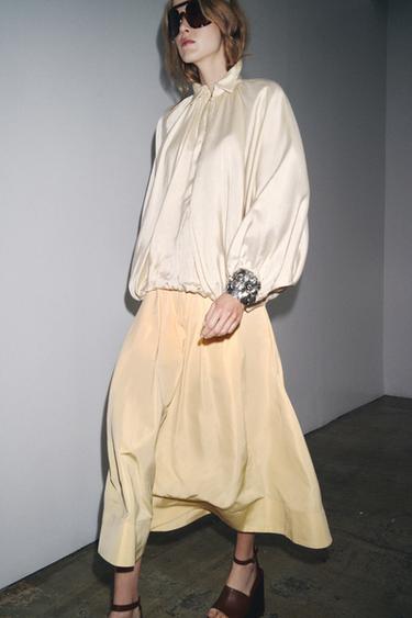 JUPE MIDI ZW COLLECTION - Jaune de Zara - Image 3