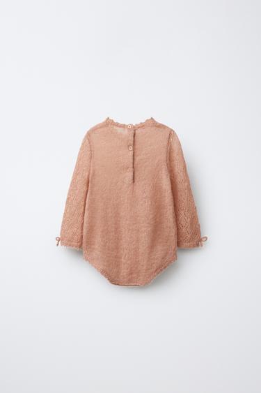 CUTWORK KNIT ROMPER - Beige-pink by Zara - Image 1