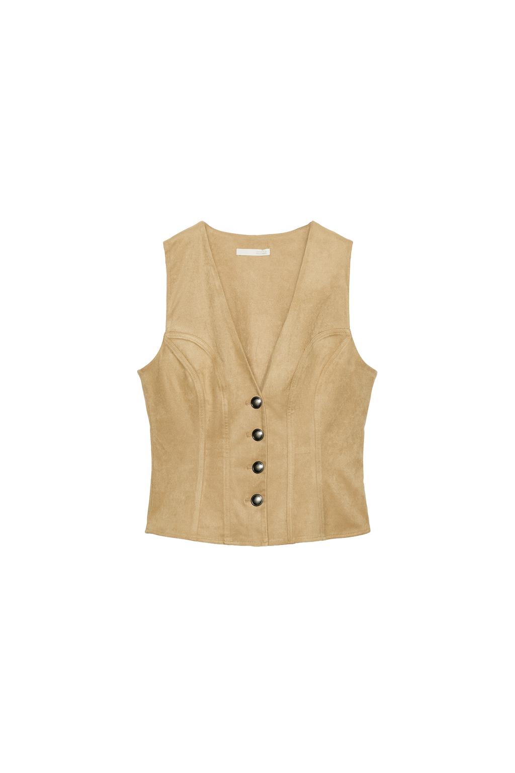 SUEDE EFFECT BUTTON VEST - image 3